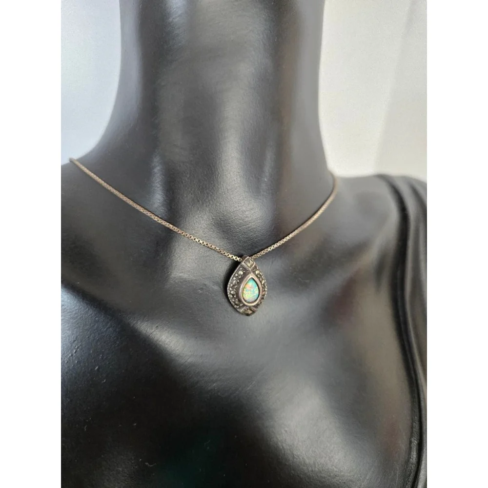 Women's Opal Necklace, sterling Silver, One Size